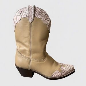 Durango Leather Western Cowboy Boots Pink Snakeskin Trim Women’s 8M